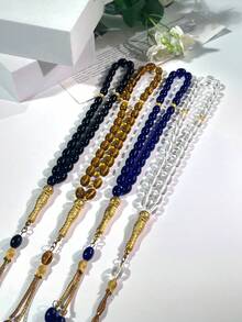 新款椭圆形33颗玻璃珠念珠，经典简约风格，中东斋月每日祈祷计数器 - 彩色 - 查看 10