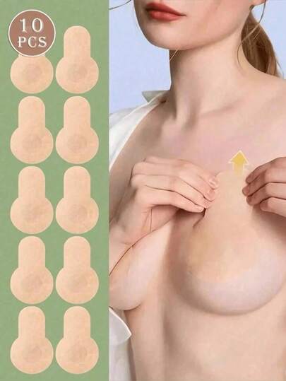 20/10 piezas Parches desechables para pezones con elevación, pétalos invisibles para pezones en beige, accesorios para Halloween, boda y otoño para mujeres, almohadillas para senos, cinta adhesiva para sujetador sin tirantes, lencería sexy, tops