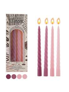 4 支装 10 英寸螺旋蜡烛 - 无香长燃装饰蜡烛，莫兰迪渐变长烛台，浪漫家居、婚礼、烛光晚餐无烟彩色烛台，适用于节日、婚礼和餐厅 - 多款 - 查看 14