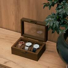 Personalized Watch Box, Customizable Engraved Watch Organizer With Glass Lid, Exquisite Watch Stand, Men's Watch Organizer, A Gift For Husband, Boyfriend Or Father. Watch Organizer. Stylish Box For Holidays. A Multi-Functional Storage Box Combining Jewelry And Watch Storage, Suitable For Desktops And Drawers. - Coffee Brown - View 10