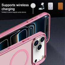 Hadaasi 1pc Pink IMD Magnetic Wireless Charging Phone Case, Detachable Metal Lens Frame, Metal Buttons, Strong Magnetism, Fast Charging, Matte Texture, Full-Body Protection, Scratch-Resistant, Anti-Yellowing, Suitable Compatible With Apple 17 Pro/17 Pro Max, Apple Air, 17/16 Pro/16 Pro Max/16 Plus/16/16E/SE4/15 Pro/15 Pro Max/15 Plus/15/14 Pro/14 Pro Max/14 Plus/14/13 Pro/13 Pro Max/13/13 Mini/12 Pro/12 Pro Max/12/12 Mini/11 Pro Max/11/11 Pro - Pink - View 9