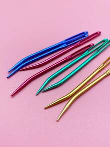 8pcs Colorful Curved Aluminum Yarn Sewing Needles, Large Eye Design Simplifies Threading, Compact And Portable, Available In Red, Yellow, Blue, Green, Suitable For Students, Knitting Enthusiasts, Crochet Players And Fiber Art Creators - Large-eye Aluminum Bent Needle - View 10