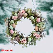 2D Flat, 1pc Charming Wreath Hanging Decor, Sunlight Dreamcatcher For Window, Door And Window Decor, With Easter Eggs And Wreath For Easter Decoration, Battery-Free, Housewarming Decor, Birthday & Holiday Gift, Easter Gift, Indoor/Outdoor Usable, Decor For 6 Rooms - Multicolor - View 3