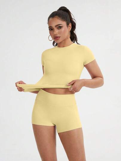 6pecil Women's Comfortable Yoga Fitness T-Shirt, Women's Summer Sportswear, Fashionable Supportive Design Suitable For All Body Types, Spring/Summer Style, Valentine's Day