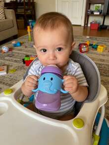 1pc Baby Bottle Feeding Accessory, Silicone Elephant Shaped Bottle Cover, Fits Dr. Brown's 8oz PP Bottle, Cute Elephant Design Silicone Bottle Handle, - Multicolor - View 6