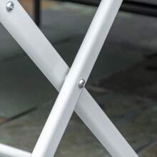 Folding Garden Table With Parasol Hole, 110 X 70 X 70 Cm, Foldable And Stable, Side Table For Balcony And Picnics - White - View 7