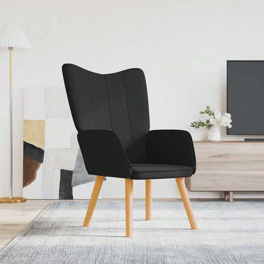 vidaXL Relaxsessel Schwarz Stoff - Black - View 1