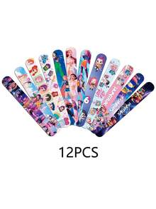 12/24PCS K POP Cartoon Slap Bracelets DemonHunters Anime Figure Image KPOPPP Wrist Strap Clap Ring Theme Birthday Party Supplies Photo Props Slap Wristband Christmas Stocking Fillers Valentine's Day Easter Party Small Gift - White - View 10