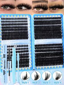 640/592/576PCS False Eyelashes, 10D-100D And Multi Styles Large Capacity Individual Lash Clusters, Natural Look And Long-Lasting, Wispy Eyelash Extension Kit Lashes Clusters With Lash Bond, Seal Lash Brush And Tweezer, Friendly To All Kinds Of Skin Types, Suitable For Party, Festival, Wedding And Travel Using, Great Gift For Women Or Girls - 藍色 - 查看 17