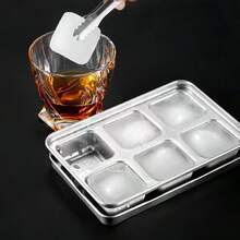 1pc Thick Stainless Steel Ice Cube Tray, Square Ice Mold With Lid, Easy Release Fast Freezing - Multicolor - View 2