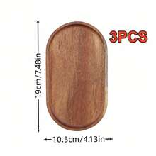 1/2/3/5pcs Versatile Japanese-Inspired Wooden Tray & Coaster Set - Ideal For Fruits, Cheese, Cakes, Breads, Tea, Coffee & Breakfast - Durable Oval Solid Wood Serving Plates - Rust Brown - View 9
