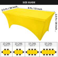 Utopia Kitchen Spandex Tablecloth 10 Pack [6FT, Yellow] Tight, Fitted, Washable And Wrinkle Resistant Stretch Table Cloth Rectangle Cover For Trade Show, Weddings &Amp; Parties [72Lx30Wx30H Inch] - Màu sắc - Xem 2