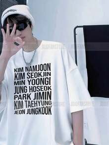 Army T-Shirt Names Kim Namjoon Kim Seokjin Min Yoongi Jung Hoseok Park Jimin Kim Taehyung Jeon - trắng - Xem 2