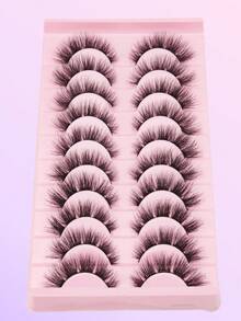 10 pares de cílios postiços Lina Charming para maquiagem dos olhos - cílios postiços 3D de vison sintético, volumosos e com efeito bagunçado, reutilizáveis para uso diário, trabalho, festas, encontros, viagens e muito mais. Disponíveis em diversos estilos: extensões de cílios, cílios gatinho, cílios naturais, cílios de desenho animado, meio cílio, conjuntos de cílios, tufos de cílios, cílios em tufos, cílios individuais, cílios inferiores, pontas de cílios, maquiagem para lash designer, livros sobre cílios, volume e muito mais. - Cílios Fluffy - Ver 6