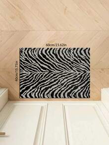 1pc Zebra Print, Giraffe Print Decorative Rug, Soft Velvet Yellow Black Zebra Pattern, Pink Black Zebra Pattern, Fashionable Geometric, Art Carpet Suitable For Bedroom, Kitchen, Farmhouse, Living Room, Decorative Mat, Home Decor, Applicable To Living Room, Bedroom, Office Simple Room Decor - Multicolor - View 19