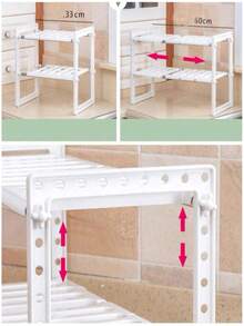 HappyWare 1 pieza ampliable fregadero estante Estante , ajustable cocina Organizador bajo tarja ajustable color blanco - Blanco - Ver 4