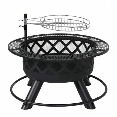 ファイヤーピット 焚き火台 バーベキューコンロ 焚火台 大型焚火 ファミリーキャンプ キャンプ キャンプグッズ 大型 二次燃焼 BBQ BBQコンロ 焚き火台 屋外 アウトドア ブラック