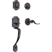 Front Door Lock Set, Handleset With Shelby Lever, Level Door Handle, Exterior, Single Cylinder Packs, Oil Bronze, 1 - Pack - 油性青銅 + 1 包 - 查看 9
