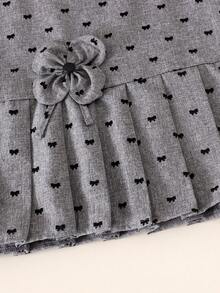 Vestido plisado sin mangas con estampado de mariposas y flores para niña, verano - Gris - Ver 6