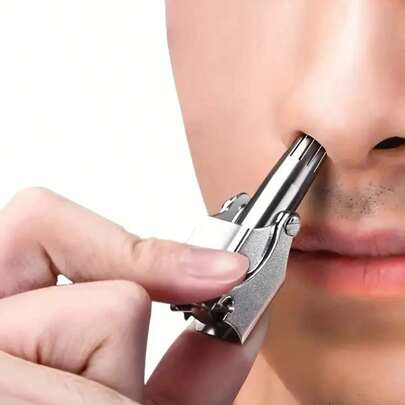 Stainless Steel Nose Hair Trimmer, Men's Manual Precision Trimmer, And Painless Rotating Blade Design, Manual Nose Hair And Ear Hair Trimmer, Stainless Steel Pointed Nose Hair Trimmer, Men's Nose Hair Trimmer, Body Hair Trimming And Cleaning Tool, Nose Hair Trimmer With Cleaning Small Comb, Round Head Nose Hair Trimmer, Washable Mechanical Nose Hair Trimmer, No Battery Needed, Compact And Portable, Suitable For Travel
