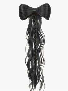 Bowknot Half-Tied Wig Braid, Korean Princess Style Duck Mouth Clip Buns Curly Hair Extension Ponytail - Multicolor - View 4