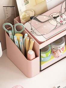 1pc Desktop Stationery Storage Box, Drawer Type Storage Box, Student Desk Organizer, Children Hair Accessory, Desk Planner, Pen Holder - Multicolor - View 7