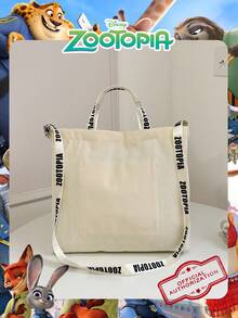 Disney 1个疯狂动物城印花帆布手提袋，青少年多功能卡通可调节肩带手提单肩包，大容量手提包，——非常适合女孩/男孩/学生/大学生，适合外出/日常/购物 - DHF52210-Z米白色 - 查看 8