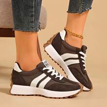 Shoes Retro Chunky Sneakers Instep Bulky Running Sneakers For Women, Shoes For Women,Women's Comfortable Lace-Up Sneakers - Lightweight Multifunctional Casual Shoes, Non-Slip Rubber Sole, Suitable For All Seasons - Brown Upgraded Version - View 3