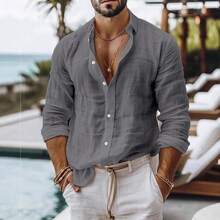 2025 Men's Casual Shirt - Long-Sleeve Business Casual Shirt - 粉色 - 查看 2