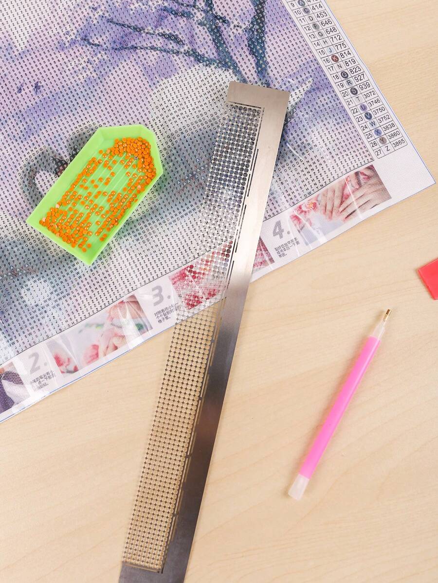 1支5D钻石画尺 - 800孔不锈钢DIY绘图尺，孔径141孔。适用于十字绣、圆形、全钻和半钻 - 是手工、刺绣和艺术项目的理想之选 - 鋼尺 - 查看 1