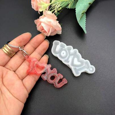 Molde de silicona para llavero colgante con la frase "TE AMO", molde de resina líquida para colgante con expresión de amor de pareja, molde de silicona espejo epoxi para decoración de mochila