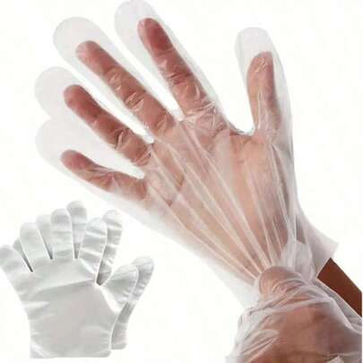 100pcs Thick Disposable Gloves, Plastic Disposable Gloves, Polyethylene Disposable Work Gloves, For Kitchen Cooking Cleaning Food Handling