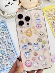 1pc Cute Cartoon 3D Sticker, Adorable DIY Phone Decor Sticker, Gift For Girls, Handmade Toy, Random Assorted Styles And Colors - Multicolor - View 4