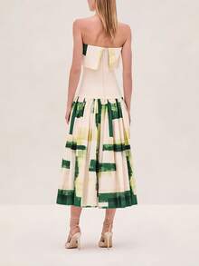 Summer New Fashion Elegant Printed Off-Shoulder Bodycon Midi Dress - Màu sắc hình ảnh - Xem 5