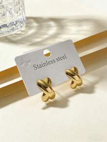 不锈钢镀金耳钉，低致敏性，不含镍，哑光耳钉，厚款女士镀金耳钉，时尚宣言几何纹理轻盈防过敏耳钉，复古珠宝舞会礼物，女士耳钉，时尚厚重独特吊坠耳钉，女士镀金耳环套装，精致镀金吊坠耳钉，防过敏耳钉，时尚珠宝，女士礼物，派对礼物 - 彩色 - 查看 5