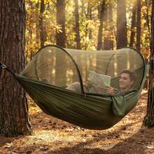 Hammock Automatic Quick Opening Mosquito Net Outdoor Camping Pole Hammock Swing Anti-Rollover Nylon Rocking Chair 260x140cm - Multicolor - View 11