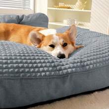 BOFNL Gray Luxury Plush Calming Pet Bed For Dogs & Cats - Sofa Style With Raised Bolster, Soft Cushion, Non-Slip Bottom, Fits Small/Medium/Large Pets Up To 45kg/99lbs, Multiple Sizes - Gray - View 3