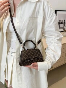 2026 New High-Quality Lipstick Case, Mini Square Bag, New Solid Color Versatile Handbag, Women Purse - Coffee Brown - View 6