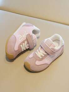 Zapatos deportivos casuales para niñas con decoración de lazo - Cierre ajustable con , parte superior de ante y cuero, suela ligera, zapatos de uso diario de moda para niños pequeños - Rosa - Ver 4