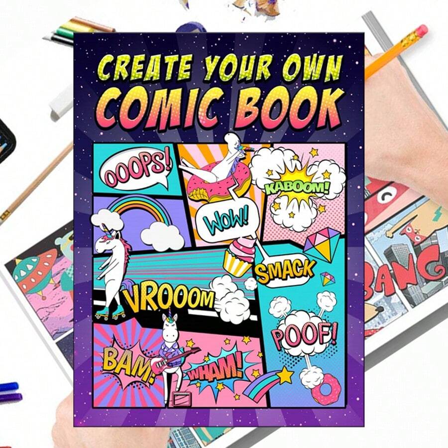 1 Blank Comic Book, 24 Pages | Use Various Templates To Create Your Own Unique Adventure Stories, Suitable For Teenage And Adult Painting And Story Creation Enthusiasts (Pen Not Included)