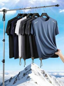 5件/套 男士速干T恤，休闲轻便透气运动短袖上衣，适合夏季锻炼跑步 - 彩色 - 查看 10