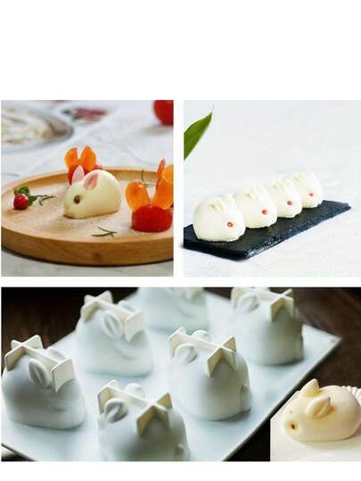 1 Pc 3D Easter Bunny Chocolate Mold-Easter Rabbit Baking Mold, Silicone Rabbit Mold For Baking Rabbit Shape French Dessert Fondant Mousse Cake Pudding Jelly 6 Cavity,Easter Party Supplies,Room Decor