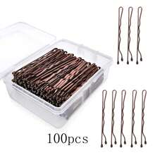 50/100pcs Bobbi Pins,Curling Clips,Non-Slip Hair Clips For Women,With Storage Box,Suitable For All Hair Types Hair - Brown - View 8
