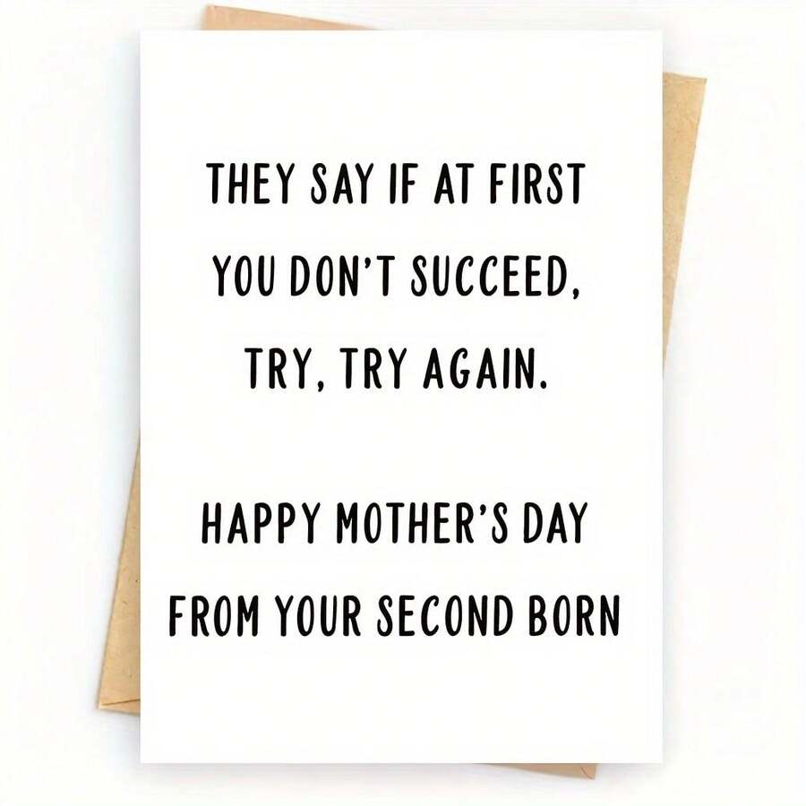 1pc Funny Mother'S Day Card, Middle Child Card For Mom Including Envelope