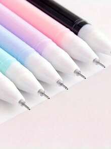 Et Of 6 Cute Cat Gel Pens Cartoon Tail-Wagging Kitty Design, Smooth Writing Black Gel Ink Rollerball Pens, Durable Plastic Material, Fun Stationery For Students And Cat Lovers,Back To School, Festival Party Gifts,Signature Pen, Stationery, Back To School, Holiday Gift,Christmas Gift - Multicolor - View 6