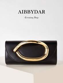 AIBBYDAR Bolso de noche para mujer, color negro sólido, bolso de mano de lujo de piel sintética de moda, adecuado para ocasiones formales, bodas, fiestas, Halloween, Navidad - Negro - Ver 1