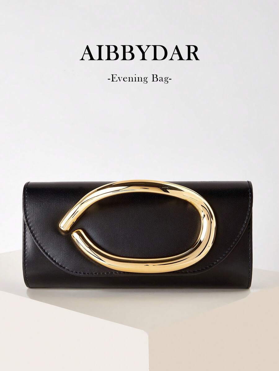 AIBBYDAR Bolso de noche para mujer, color negro sólido, bolso de mano de lujo de piel sintética de moda, adecuado para ocasiones formales, bodas, fiestas, Halloween, Navidad - Negro - Ver 1