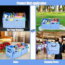Car Suv Trunk OrganizerSturdy Storage Organizer For Car Accories Tools Sundries.Upgraded 4 Carrying Handles 72L Foldable Waterproof Multi Compartmt 2 Straps For Fixation Blue - Blue - View 6