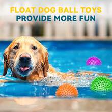 会发出吱吱声的狗狗球，带尖刺的漂浮狗狗磨牙玩具，耐用结实的磨牙球玩具，适合大、中、小型犬和幼犬，互动狗狗球 - 彩色 - 查看 1