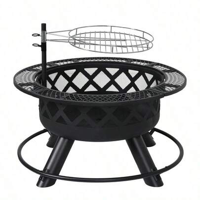 ファイヤーピット 焚き火台 バーベキューコンロ 焚火台 大型焚火 ファミリーキャンプ キャンプ キャンプグッズ 大型 二次燃焼 BBQ BBQコンロ 焚き火台 屋外 アウトドア ブラック
